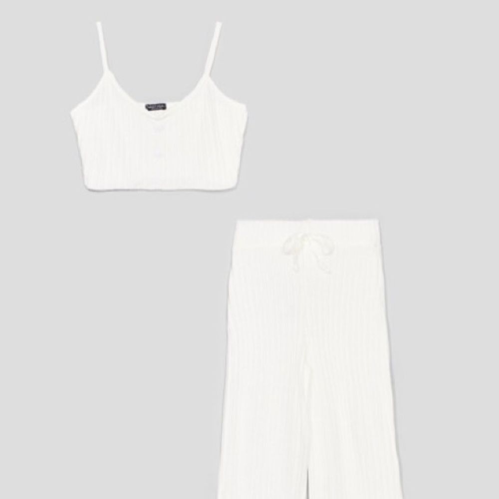 NASTY GAL Ribbed Bralette And Pants Loungewear Set